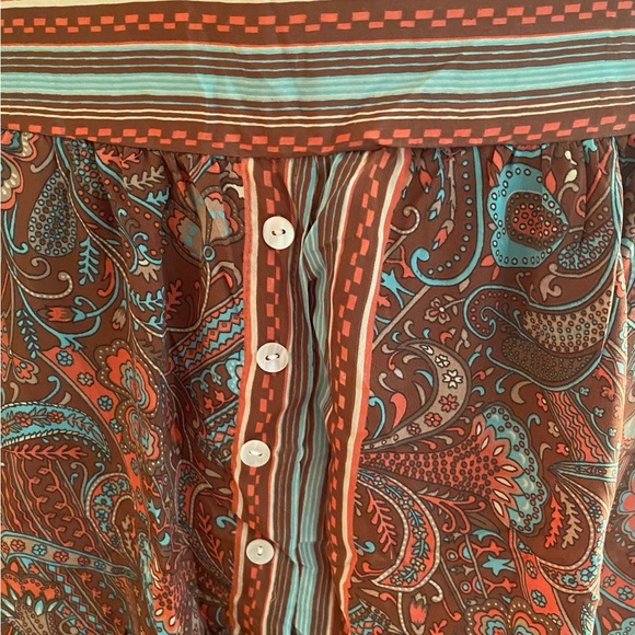 India Boutique Boho Bell Sleeve Front Tie Top and High Low Maxi Skirt Set. - Picture 6 of 8